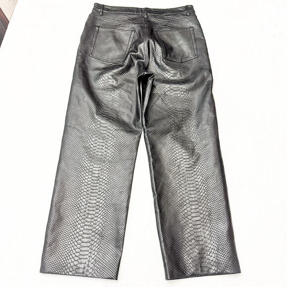 Wilfred by Aritzia Black Faux Snakeskin Patterned Wide Leg Pant Size 10 - Picture 3 of 9